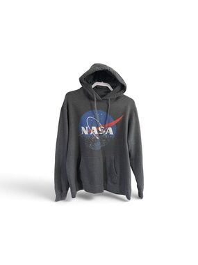 NASA Hoodie Men’s L Port & Co Distressed Logo Pullover Gray Sweatshirt Meatball